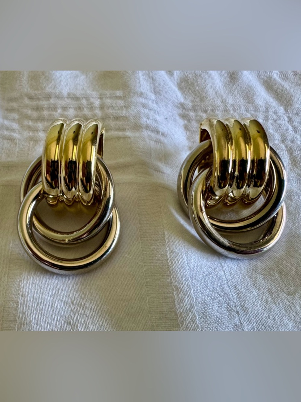 Polished Gold-Tone Interlinked Hoop Cluster Earrings